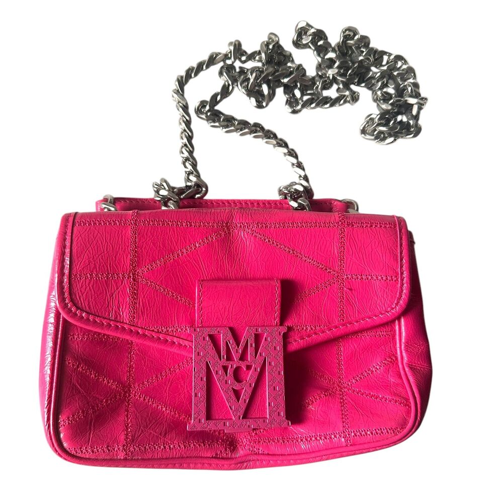 MCM Travia Quilted Shoulder Bag Pink Crushed Leather